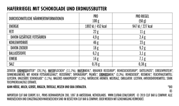 CLIF Bar Energieriegel - Nut Butter Filled - Chocolate Peanut Butter, 50g (8326431932683)